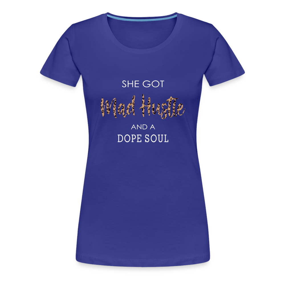 She Got Mad Hustle & A Dope Soul (Leopard Print) Women’s Premium T-Shirt - royal blue