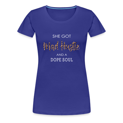 She Got Mad Hustle & A Dope Soul (Leopard Print) Women’s Premium T-Shirt - royal blue