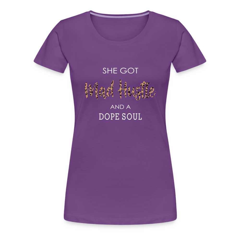 She Got Mad Hustle & A Dope Soul (Leopard Print) Women’s Premium T-Shirt - purple