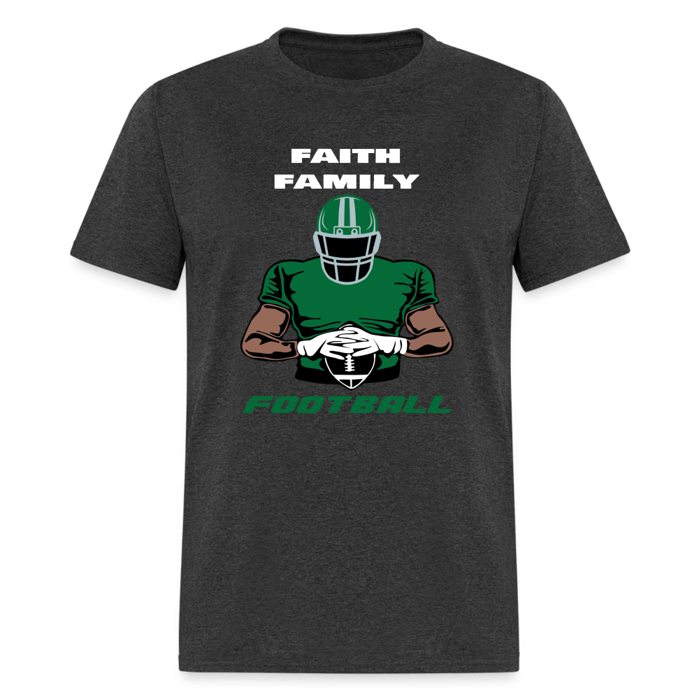 Faith Family Football Green & Gray Unisex T-Shirt - heather black