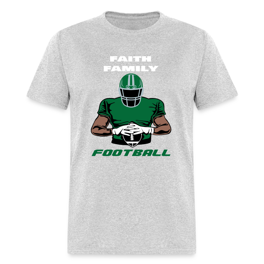 Faith Family Football Green & Gray Unisex T-Shirt - heather gray