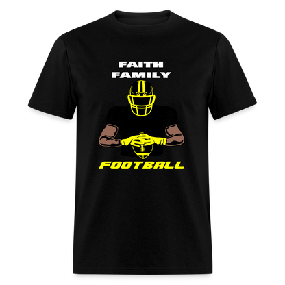 Faith Family & Football Black & Yellow Unisex T-Shirt - black