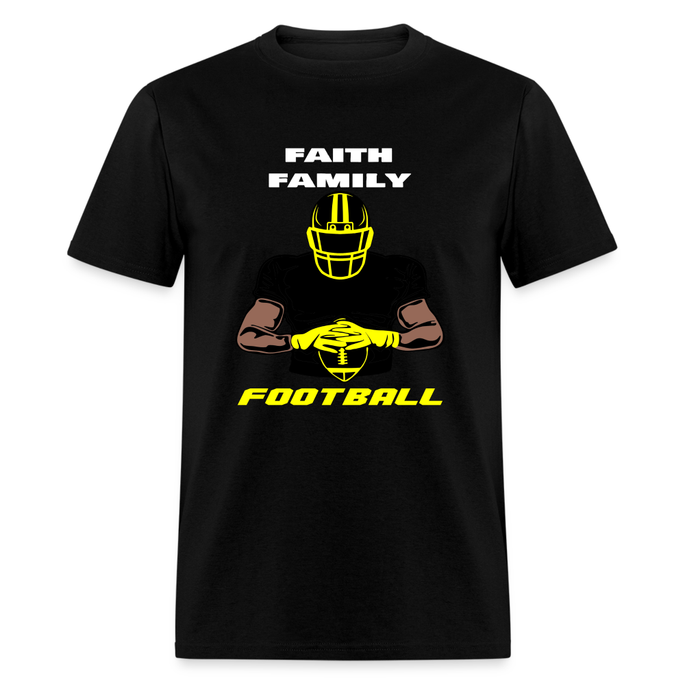 Faith Family & Football Black & Yellow Unisex T-Shirt - black