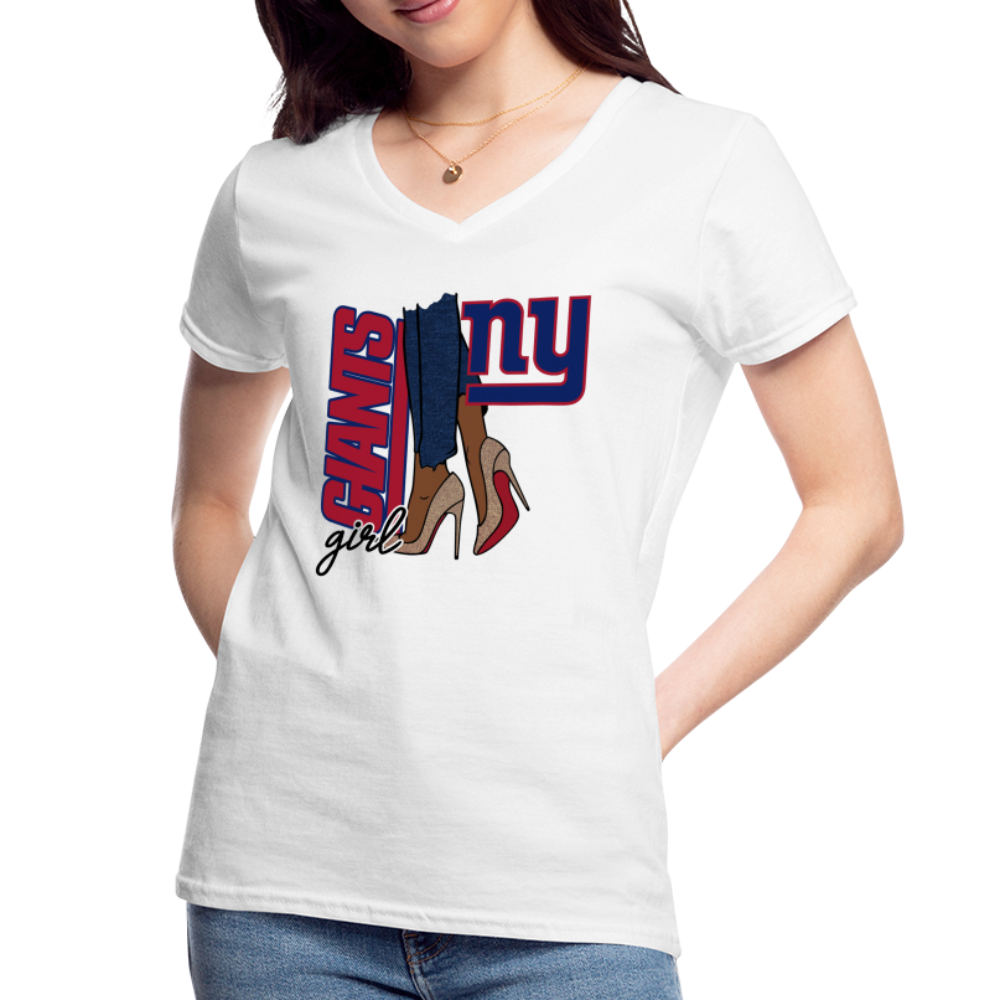 Giants Girl Shoe Game Women's V-Neck T-Shirt - white