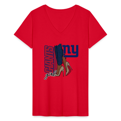 Giants Girl Shoe Game Women's V-Neck T-Shirt - red