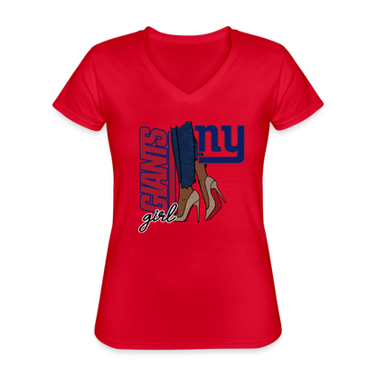 Giants Girl Shoe Game Women's V-Neck T-Shirt - red