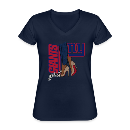 Giants Girl Shoe Game Women's V-Neck T-Shirt - navy