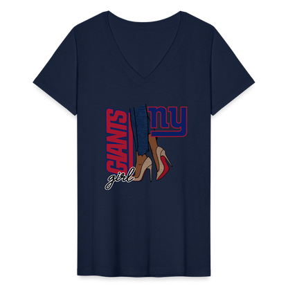 Giants Girl Shoe Game Women's V-Neck T-Shirt - navy