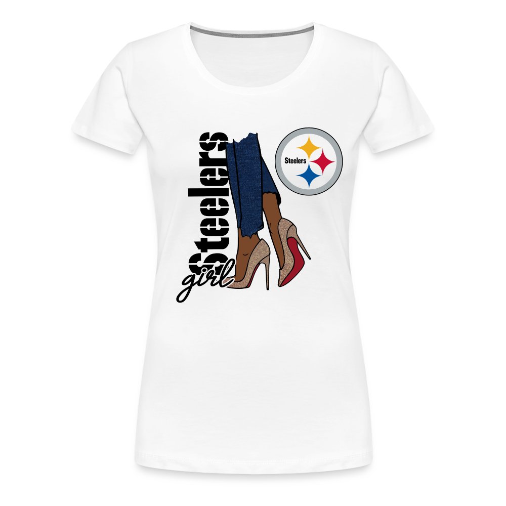 Steelers Girl Shoe Game Women’s Premium T-Shirt - white