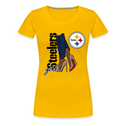 Steelers Girl Shoe Game Women’s Premium T-Shirt - sun yellow