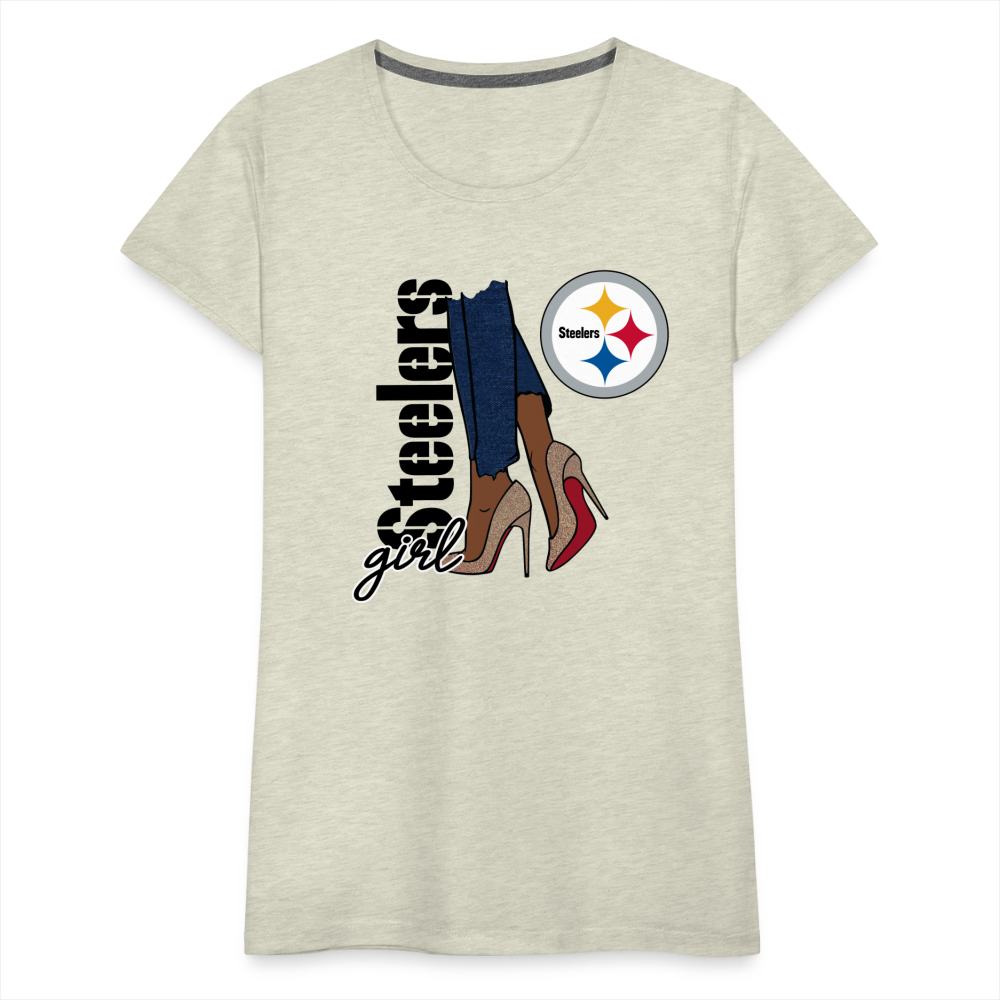 Steelers Girl Shoe Game Women’s Premium T-Shirt - heather oatmeal
