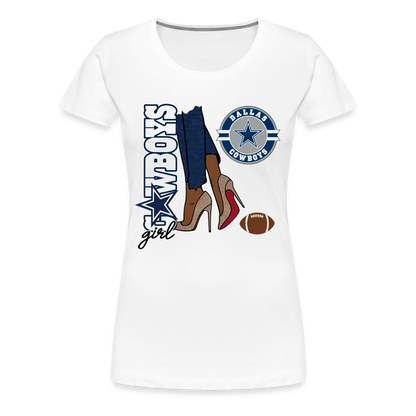 Cowboys Girl Shoe Game Women’s Premium T-Shirt - white