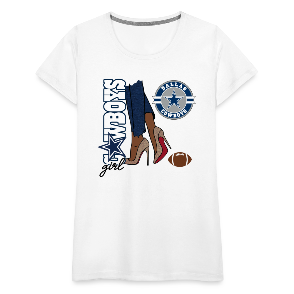 Cowboys Girl Shoe Game Women’s Premium T-Shirt - white