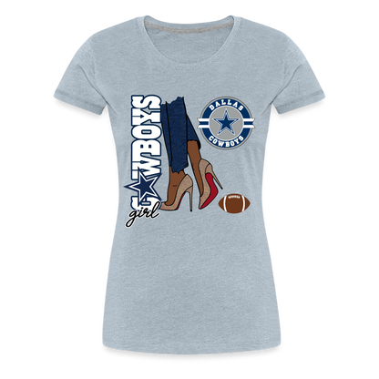Cowboys Girl Shoe Game Women’s Premium T-Shirt - heather ice blue