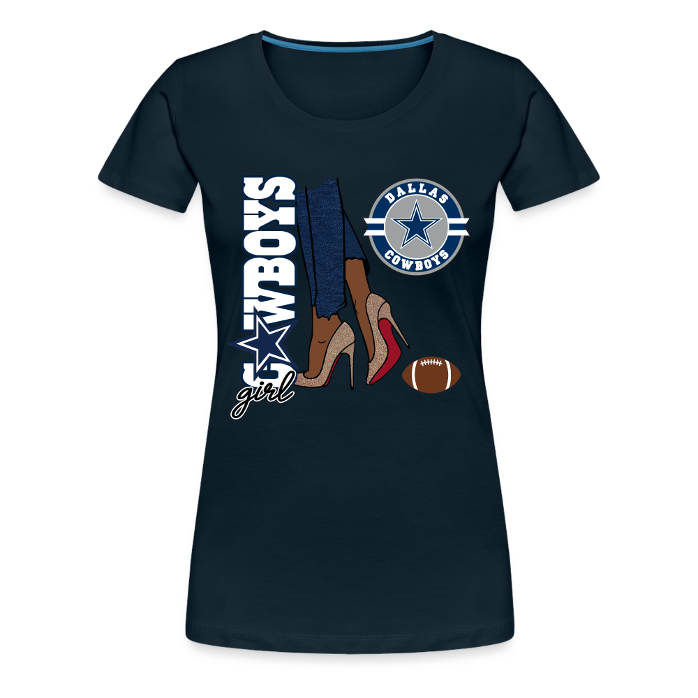 Cowboys Girl Shoe Game Women’s Premium T-Shirt - deep navy