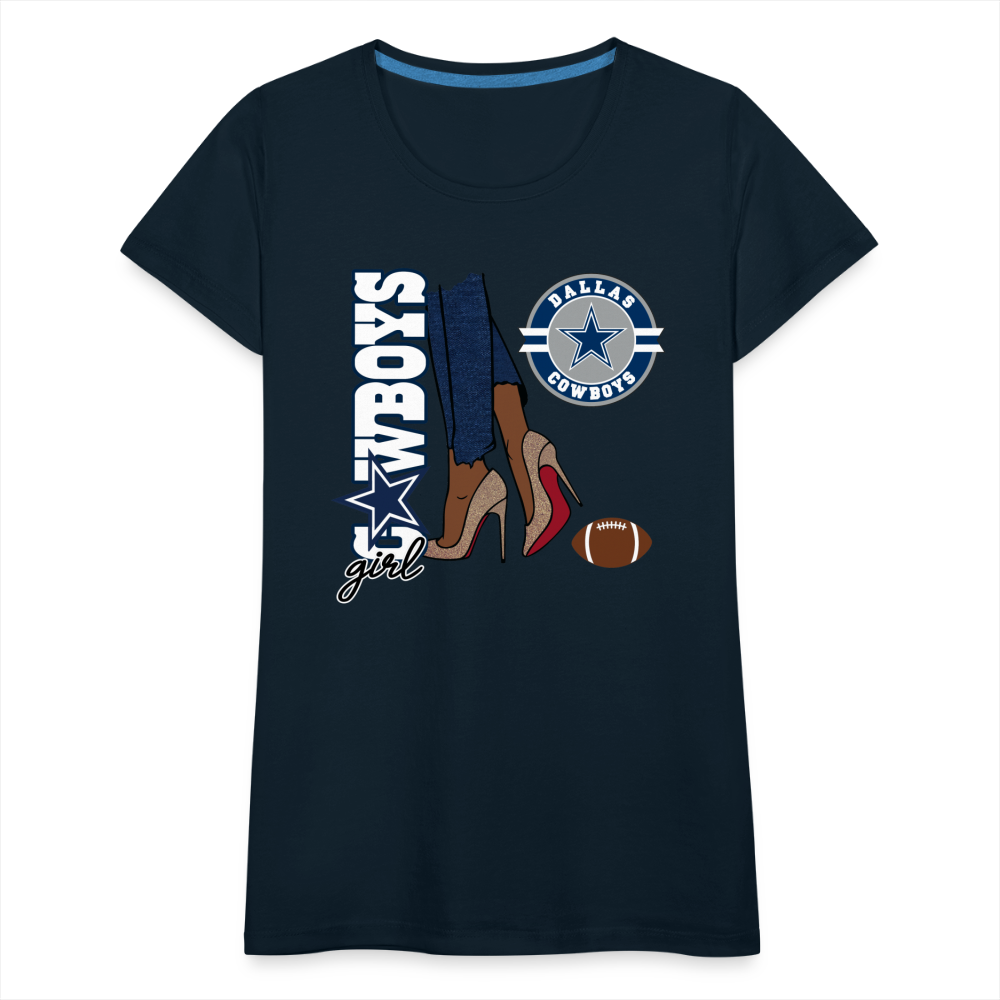 Cowboys Girl Shoe Game Women’s Premium T-Shirt - deep navy