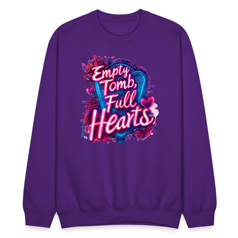 Empty Tomb, Full Hearts Crewneck Sweatshirt - purple