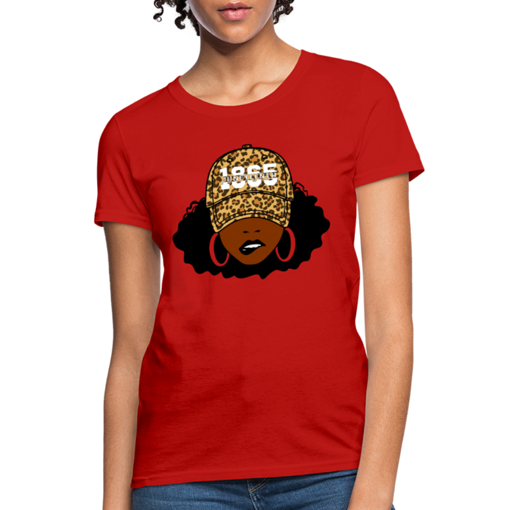 Juneteenth 1865 Leopard Hat Women's T-Shirt - red