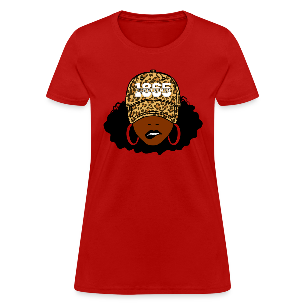 Juneteenth 1865 Leopard Hat Women's T-Shirt - red