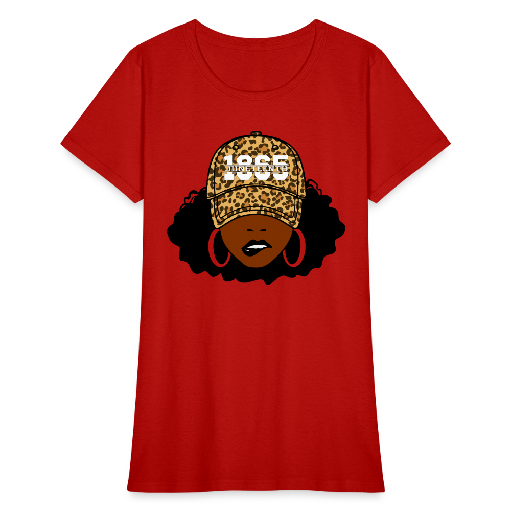 Juneteenth 1865 Leopard Hat Women's T-Shirt - red