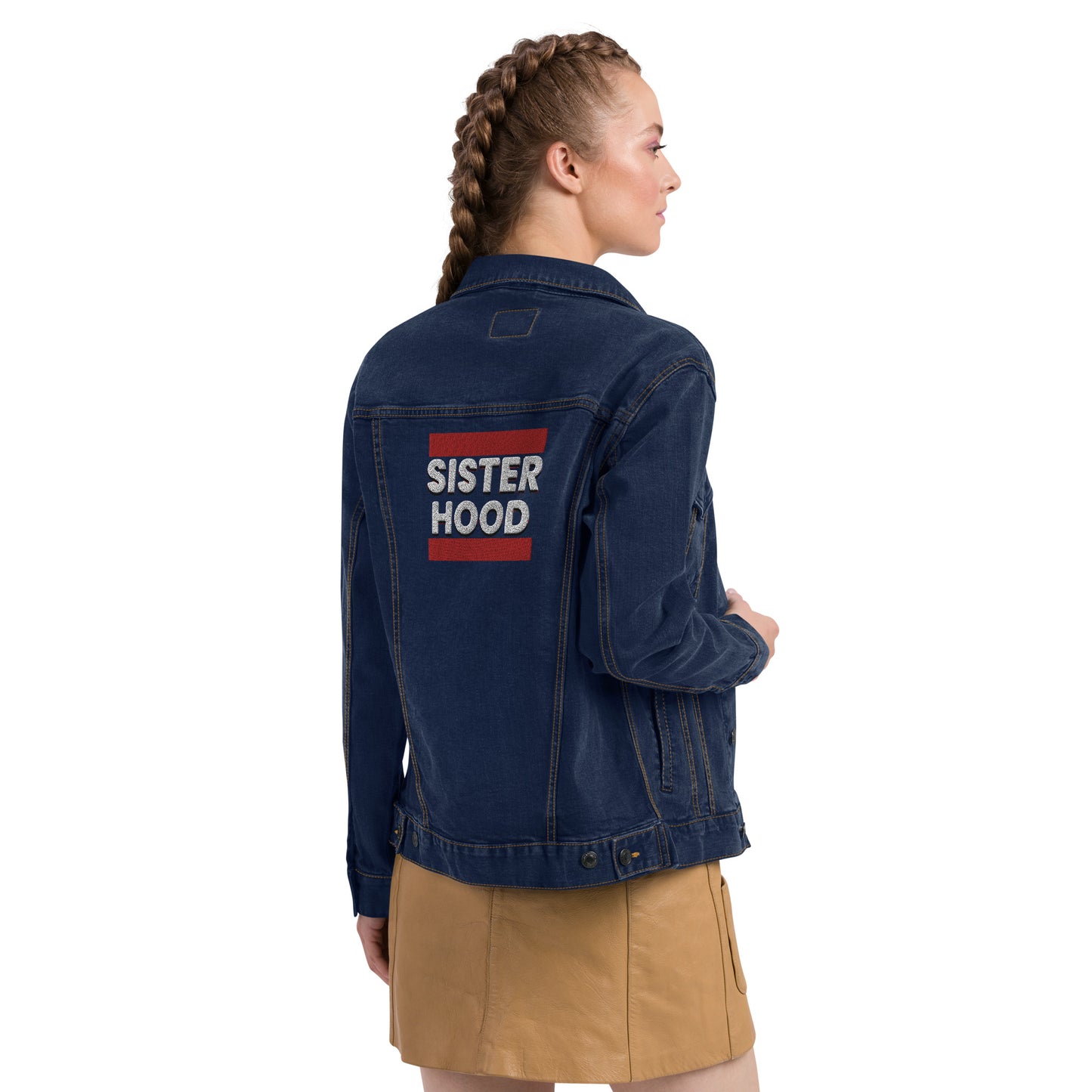 Embroidered Sisterhood denim jacket