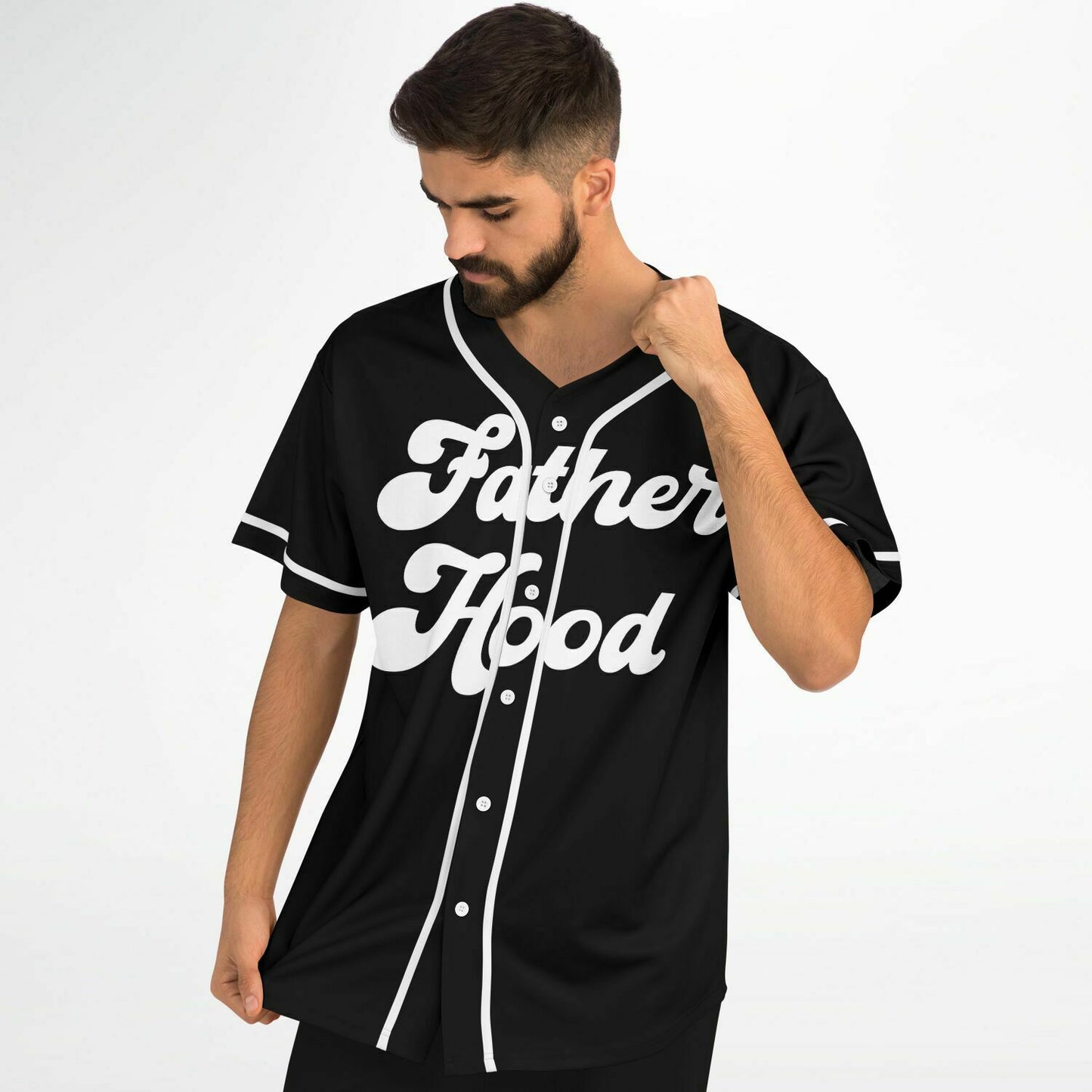 Fatherhood Baseball Jersey - Black & White