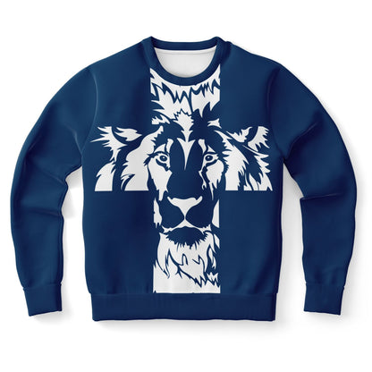 Lion of Judah Cross Navy Blue & White Premium Sweatshirt