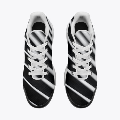 Black & White Striped Men's Bounce Mesh Knit Sneakers