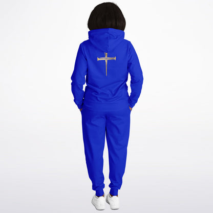 Gold Nailed Cross  Royal Blue Fashion Hoodie & Jogger - AOP copy