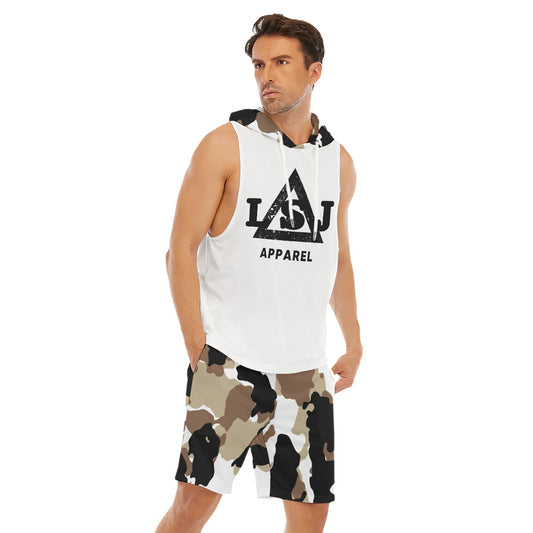 Urban Jungle Men's Sleeveless Hoodie And Shorts Set