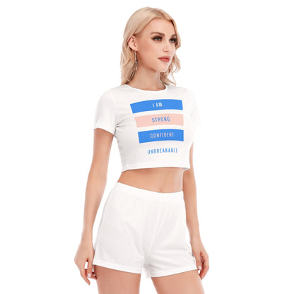 I Am Strong, Confident, Unbreakable Cropped Top Shorts Set