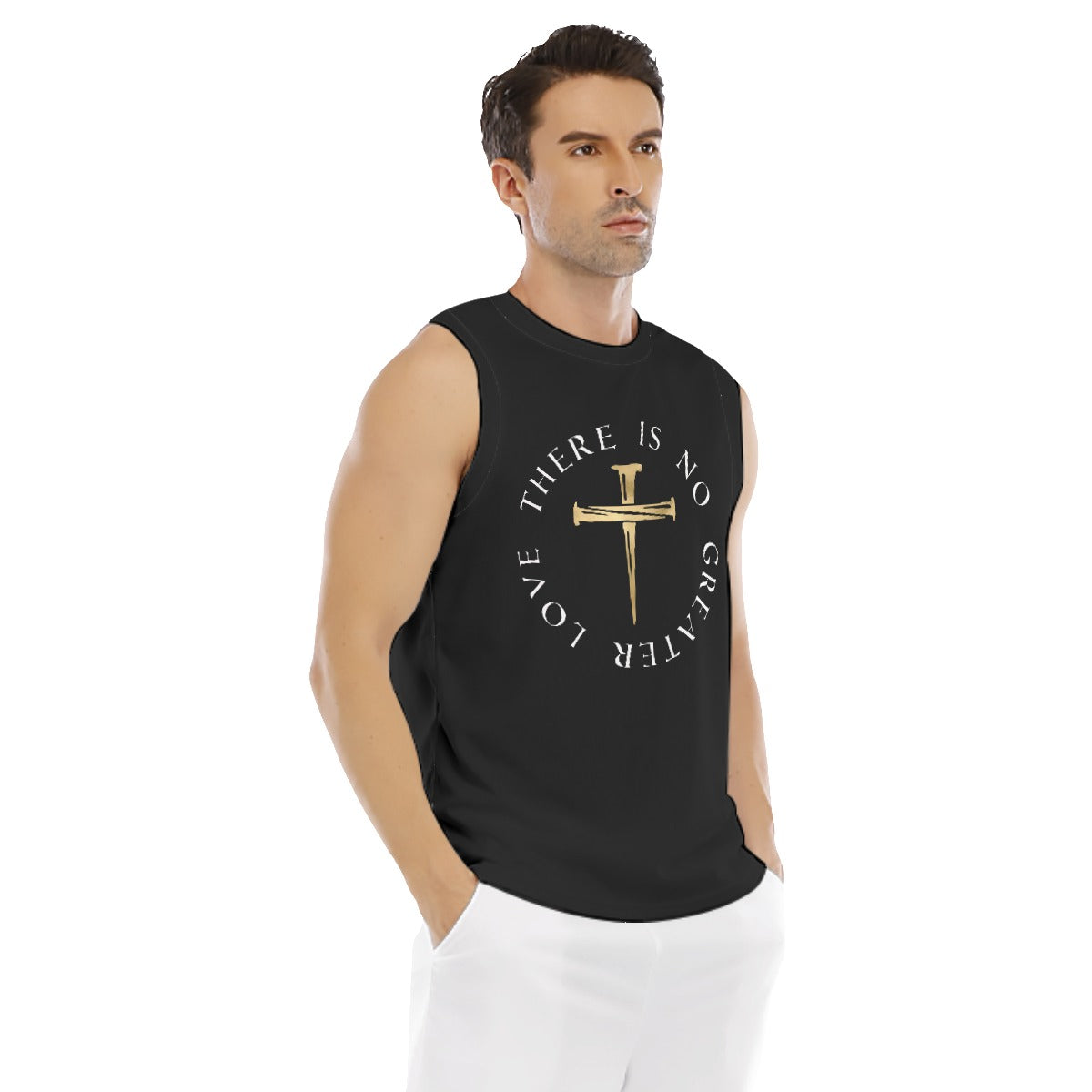 There Is No Greater Love Black Men's Sports Vest