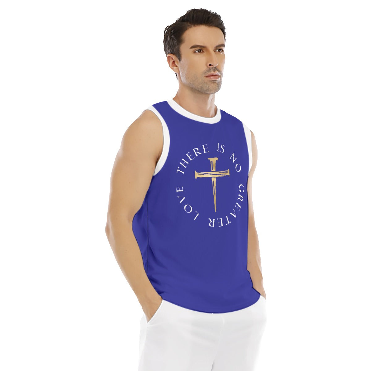 There Is No Greater Love Blue Men's Sports Vest