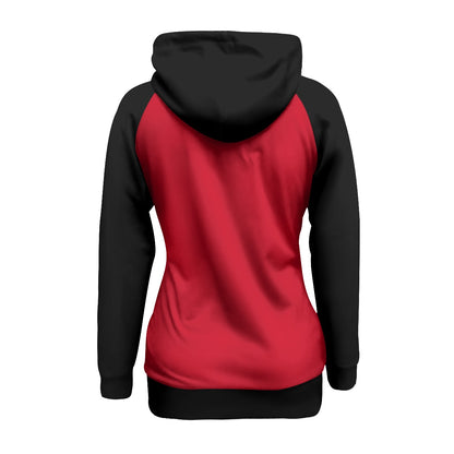 Fifteen29 Red & Black All-Over Print Women's Long Pullover Hoodie