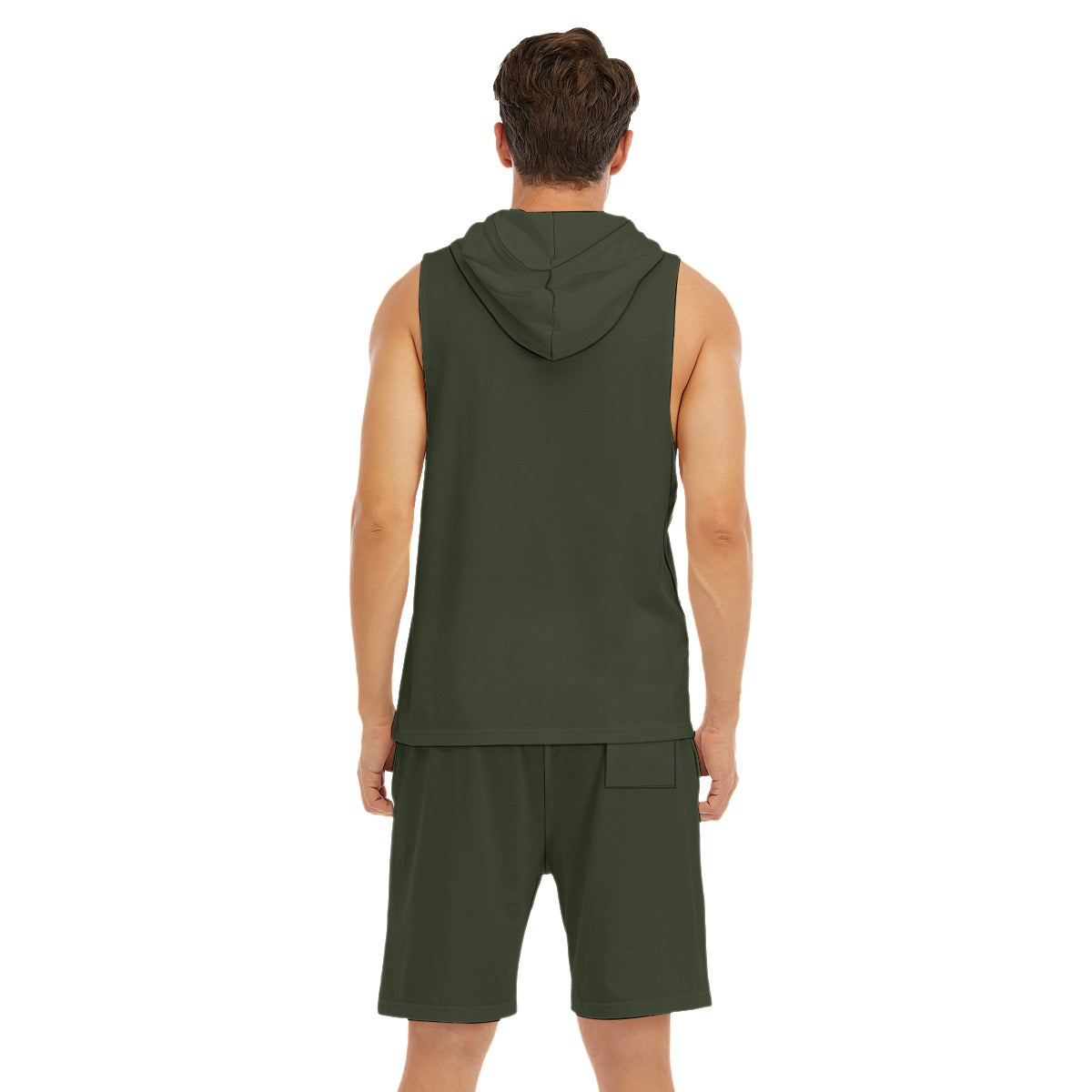 Royal Roar Forest Green Men's Sleeveless Hoodie And Shorts Set