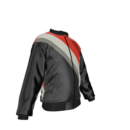 LSJ Red Gray & Black All-Over Print Men's Bomber Jacket
