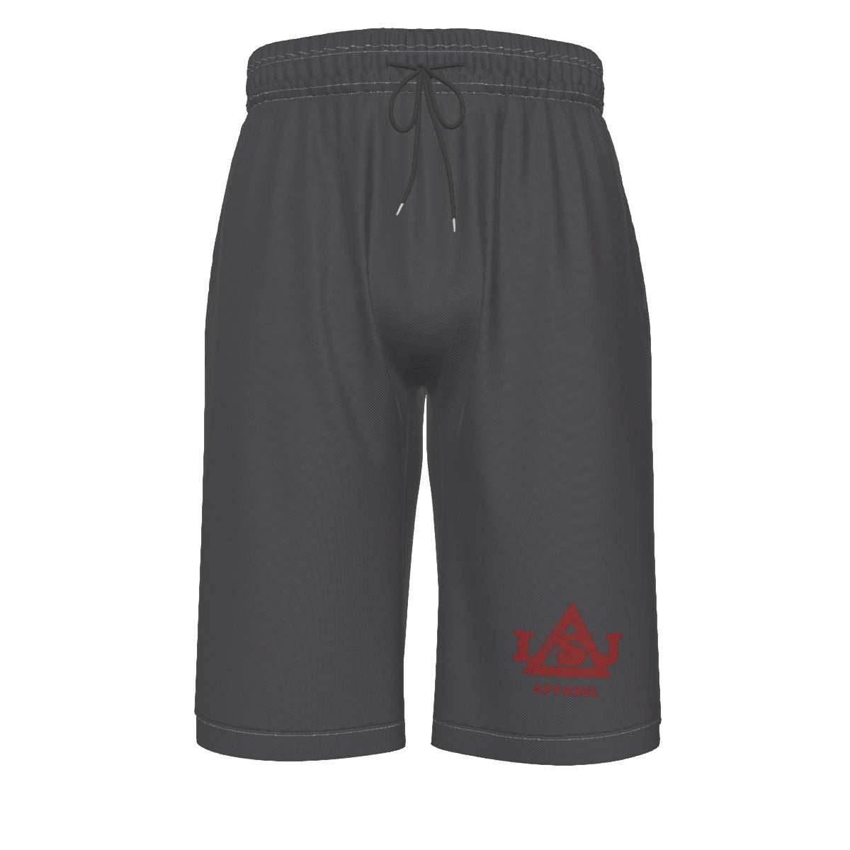 Matte Gray & Red Over-The-Knee Shorts