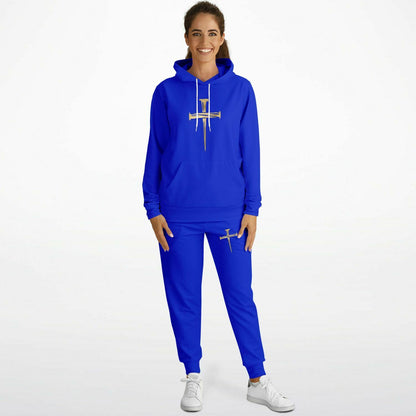 Gold Nailed Cross  Royal Blue Fashion Hoodie & Jogger - AOP copy