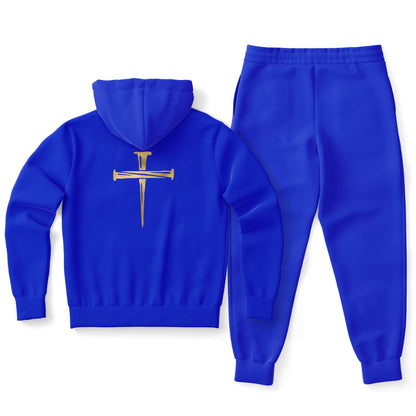 Gold Nailed Cross  Royal Blue Fashion Hoodie & Jogger - AOP copy