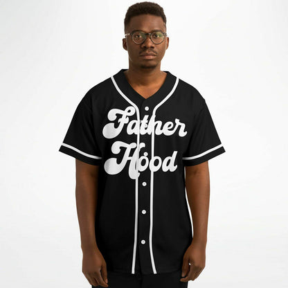Fatherhood Baseball Jersey - Black & White