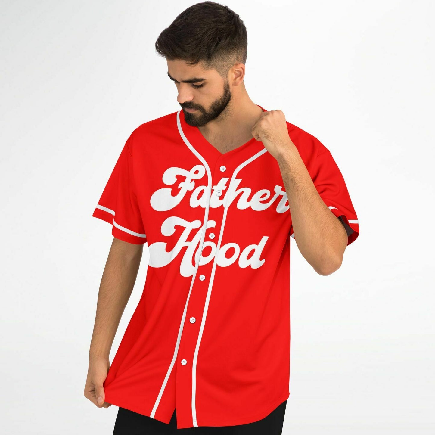 Father's Day Baseball Jersey - Red & White
