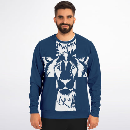 Lion of Judah Cross Navy Blue & White Premium Sweatshirt