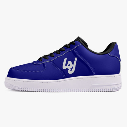 LSJ Navy Blue Low-Top Leather Sports Sneakers