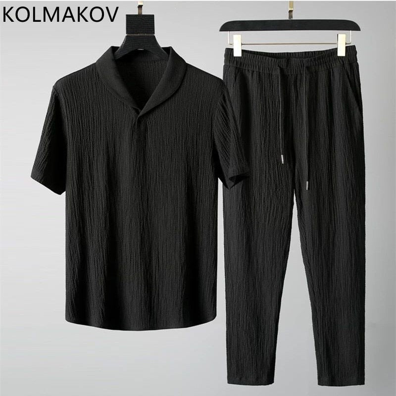 (Shirt+Trousers) Men Business Casual Shirt & Short Set