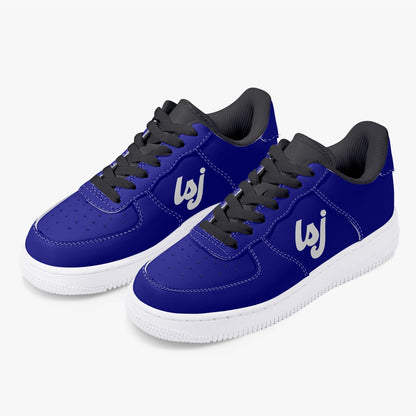 LSJ Navy Blue Low-Top Leather Sports Sneakers