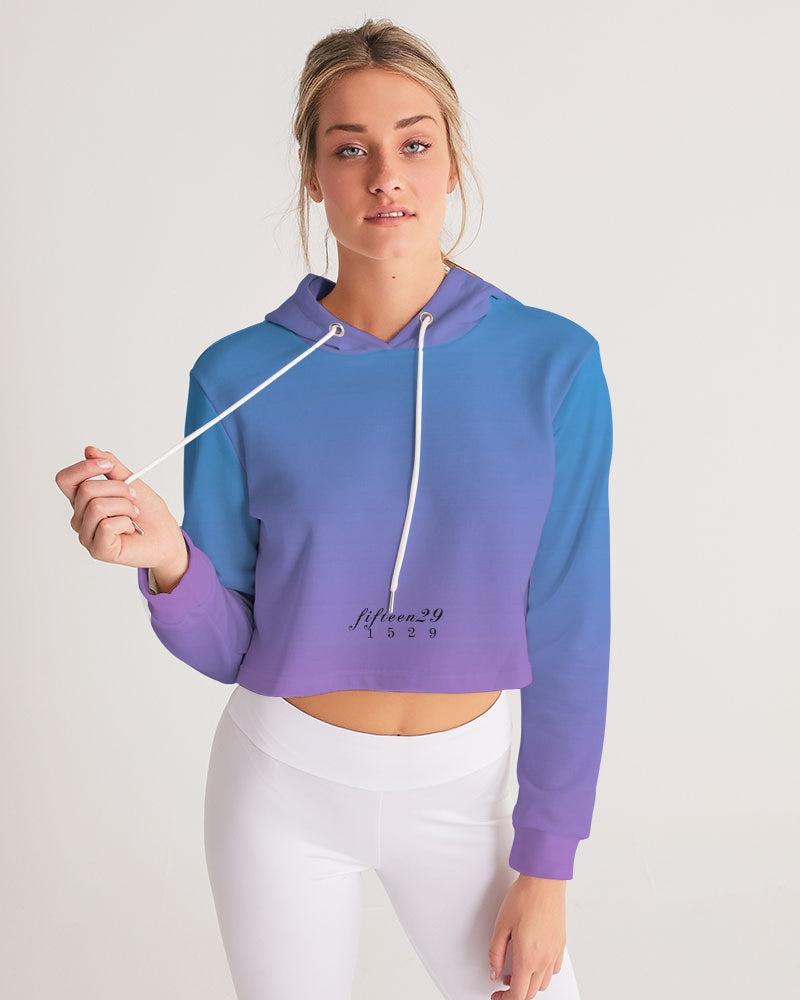 1529 Purple & Blue Women's Cropped Hoodie