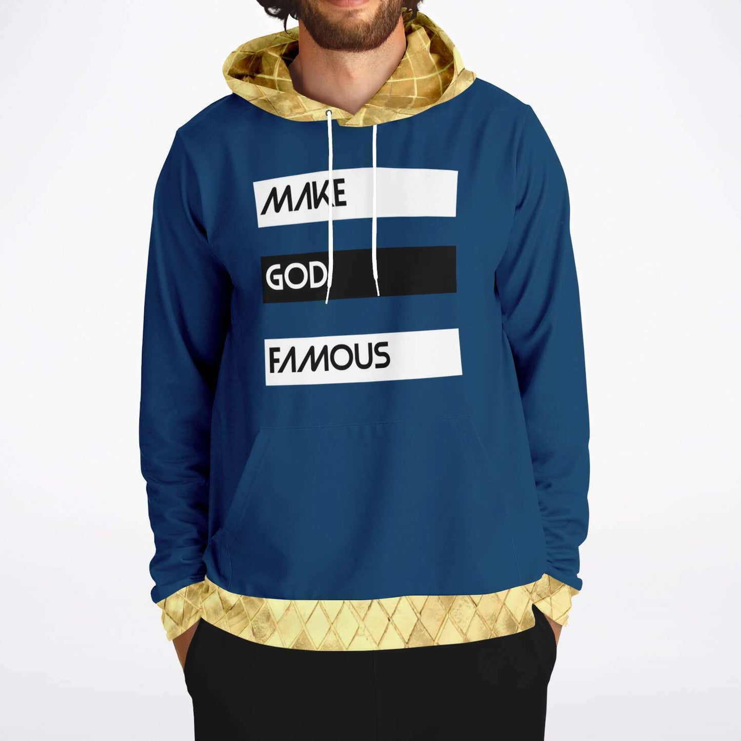 Make God Famous Blue & Gold Hoodie