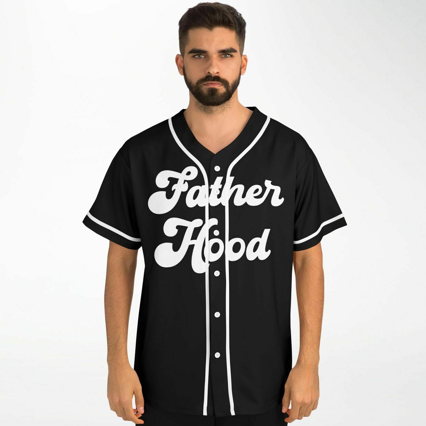 Fatherhood Baseball Jersey - Black & White