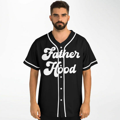 Fatherhood Baseball Jersey - Black & White