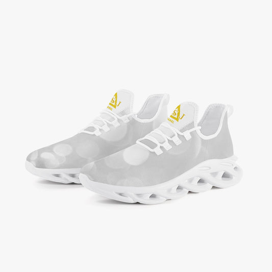 White/Silver Mesh Knit Sneakers